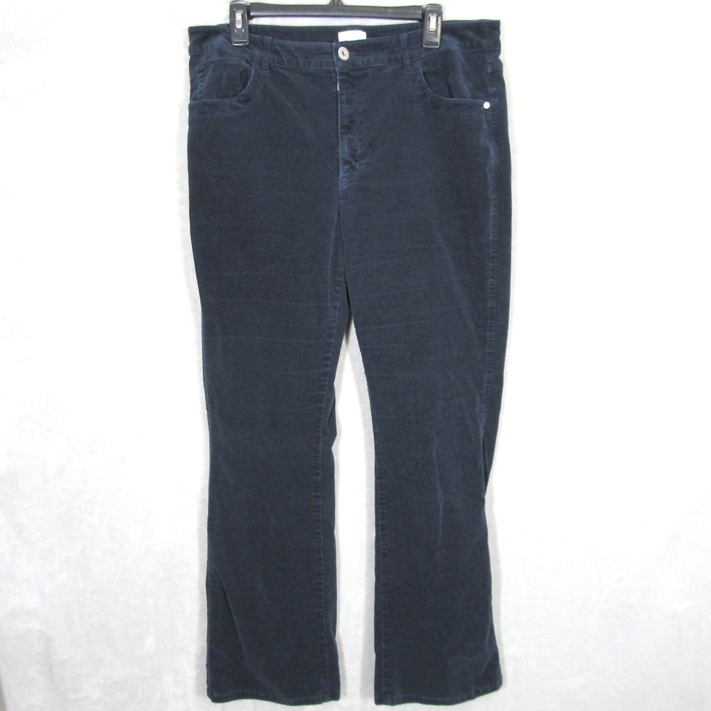 JJill Corduroy Pants Navy Blue Women's Size 14 Bootcut Stretch Cotton Blend